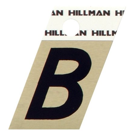 HILLMAN 1.5 in. Reflective Black Aluminum Self-Adhesive Letter B 1 pc, 6PK 840496